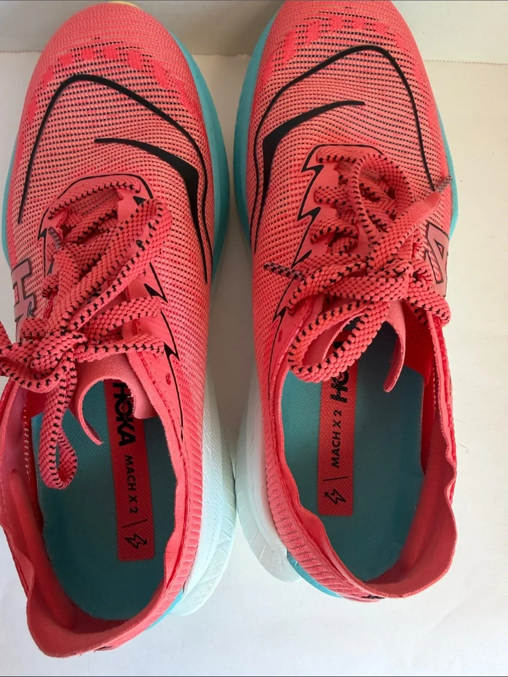 HOKA Mach X 2 Grapefruit Electric Coral Running Shoes - Women's Size 8.5